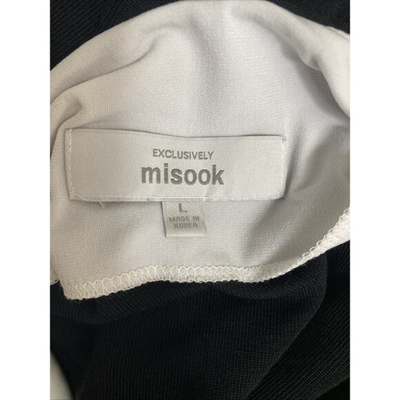 Exclusively Misook Dress Black Blue Color block Shift Short Sleeve Round Neck L - Picture 6 of 7